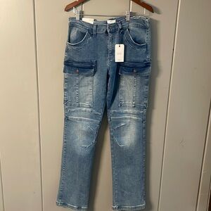NWTS Blue Jean Denim Cargo Mid Rise Bootcut